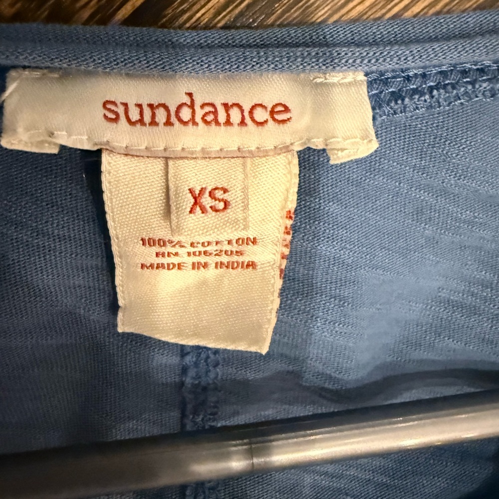 Sundance “Whimsy Rose” Light Blue and Orange Cotton Tee - Picture 2 of 5